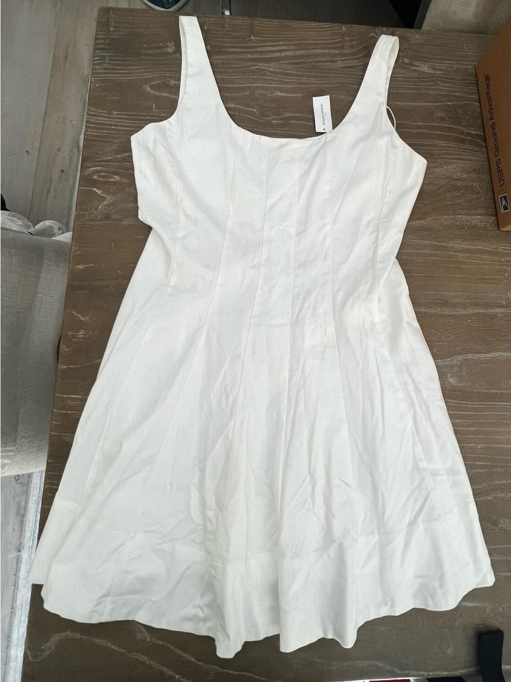 Banana Republic White Sleeveless Fit-and-Flare Dress